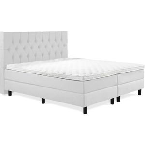 Boxspring Luxe 140x200 Capiton Wit Lederlook