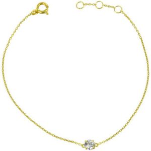 Silventi 9NBSAM-G190735 Gouden Armband - Dames - Zirkonia - 4 mm Doorsnee - Ankerschakel - 16 + 1 + 1 cm - 14 Karaat - Goud