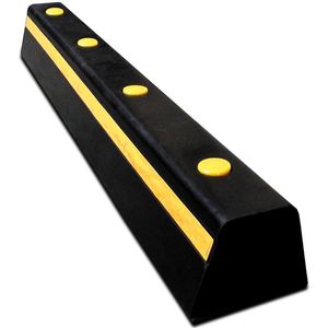 Parkeerstop rubber - wielstopper - extra zware kwaliteit - massief - gele reflectie