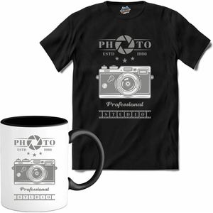 Foto Camera 1986 | Fotografie - Camera - Photography - T-Shirt met mok - Unisex - Zwart - Maat 3XL