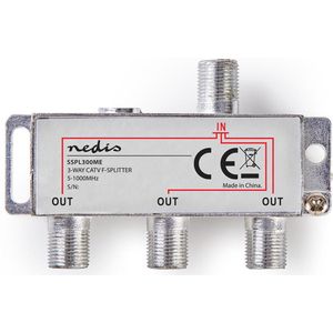 Nedis CATV-Splitter - 5 - 1000 MHz - Tussenschakeldemping: 6.8 dB - Outputs: 3 - 75 Ohm - Zink Legering