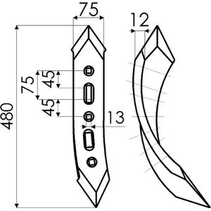 Cultivatorbeitel 75x12x480 twist links