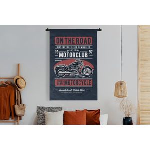 Wandkleed - Wanddoek - Motor - Retro - Letters - Zwart - 120x180 cm - Wandtapijt