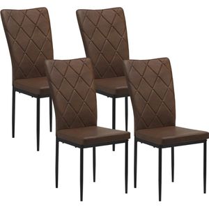 Kunstlederen eetkamerstoelen set Donkerbruin - Eetkamerstoelen - Stoel - Stoelen - 4st. zithoogte 46cm