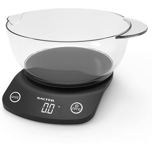 Electronic Digital Kitchen Scale, Max 5 kg, Cooking & Baking, Add & Weigh, Measures Liquids/Fluids, Hidden Until Lit Display, 1.8 litre Dishwasher Safe Bowl, Pouring Lip, Black