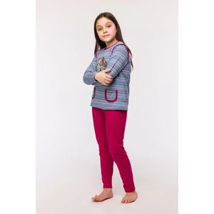 Woody pyjama meisjes/dames - multicolor gestreept - labradoodle - 242-10-PLG-S/961 - maat 128