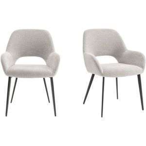 Eetkamerstoelen set van 2 met armleuning - Levi - Grijs - Stof