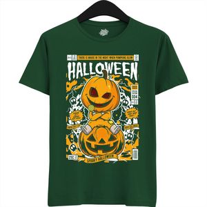 Pumpkin Magazine - Halloween Spook Dames / Heren Unisex Shirt - Grappig Kostuum Shirt Idee Voor Volwassenen - T-Shirt - Unisex - Bottle Groen - Maat XL