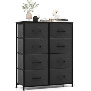 COSTWAY Commode met 8 laden, stoffen commode met metalen frame en tafelblad, opbergcommode voor slaapkamer, woonkamer, 80 x 30 x 92 cm
