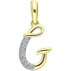 Lucardi Dames alfabet hanger met diamant (0,03ct) - Hanger - Cadeau - 14 Karaat Goud - Geelgoud