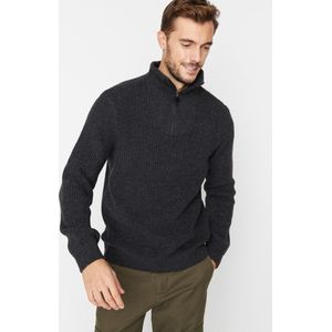 Trendyol Mannen Standaard mouw Basis Antracietkleurige herensweater met normale pasvorm, coltrui en gebreide trui TMNAW22KZ0347