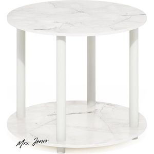 Mrs. Jones Premium Collection Ronde salontafel Hout Marmer Wit 2 niveaus 1-pack .