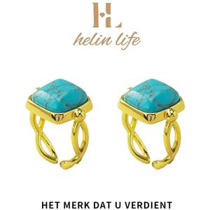 Helin Life - Ringen - Damesringen - Herenringen - Turkoois - Verstelbaar - Geschenken - Goudkleurig