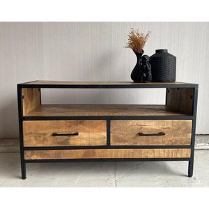 Tv meubel Luuk met 2 lade 100x45x55 cm mangohout en metaal