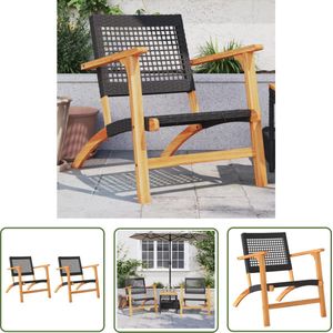 The Living Store Tuinnstoelen 2 st poly rattan en acaciahout zwart - Tuinstoel - PE-rattan - Outdoor Furniture - Tuinset - Lounge Chair