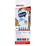 Brushpen edding 1340 set - metallic kleuren - flexibele penseelvorm - goud zilver metallic rood/blauw/groen/violet