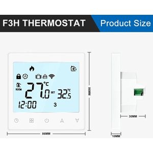 Slimme Inbouw Thermostaat | C.V. Waterverwarming | Boiler | Vierkant | Wit | 3amp | 4-Draads | Chronoscherm | Energie zuinig