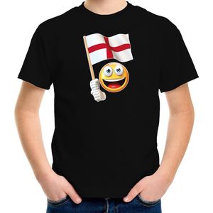 Engeland supporter / fan emoticon t-shirt zwart voor kinderen 134/140