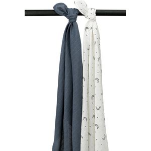 Meyco Baby Moon swaddle - 2-pack - hydrofiel - indigo - 120x120cm