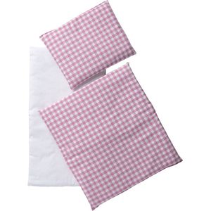 Van Dijk Toys Bedding pink/white checkered 3-piece - Pink