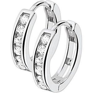 The Jewelry Collection Klapoorringen Zirkonia - Zilver