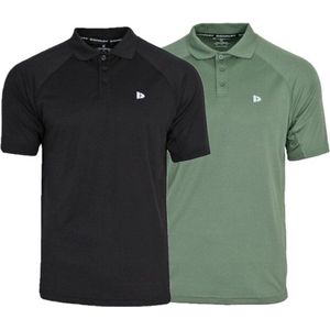 Donnay - 2-Pack Sport polo Björn - Multi Sportpolo - Sportpolo - Black/Jungle green - Maat S