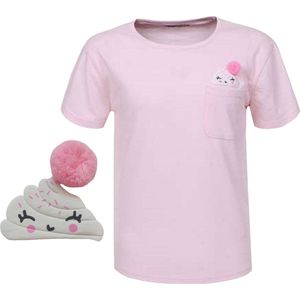 Glo-Story t-shirt gezichtje met bolletje roze 152