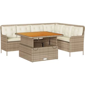vidaXL Loungeset - 2-delig - Poly Rattan - Beige Loungebank - Tuinbank - Lounge Set - Buitendecoratie - Outdoor Furniture