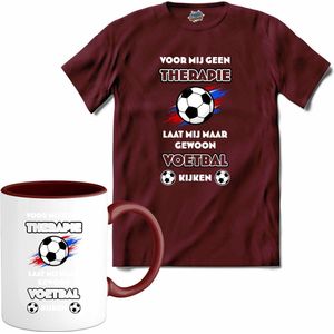 Oranje voetbal leeuw - WK en EK voetbal kampioenschap - koningsdag en Koninginnedag feest kleding - T-Shirt met mok - Dames - Burgundy - Maat S