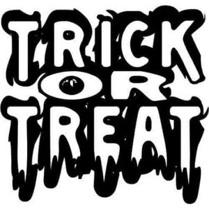 Sticker - Trick or Treat - Halloween - Raamsticker - Deursticker - Kleur WIT