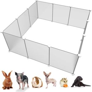 Doe-het-zelf box voor kleine dieren, huisdierbox met deur, konijnenkooi, caviaskooien, puppy's en katjes, voor binnen of buiten, draagbare metalen draadomheining (30 x 38 cm, 12 stuks)