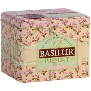 BASILUR Present Pink - Ceylon Groene Thee, Losbladig in een Decoratief Blik 100g