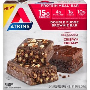 Atkins | Protein Bar | Double Fudge Brownie Bar | 5 x 48 gram
