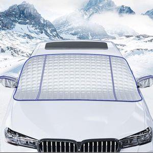 Voorruitafdekking auto voorruit cover met zijspiegelafdekking magnetische bevestiging tegen sneeuw, vorst, stof (blauw, 145 x 105 cm)