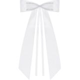 PartyDeco trouwauto antenne lint strik - Bruiloft - wit - 4x stuks - 14 cm - just married