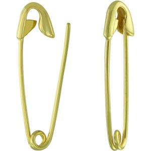 Joy|S - Zilveren veiligheidsspeld oorbellen - 5 x 25 mm - gold plated
