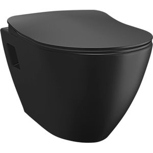 Design Ophang Wc Met Rvs Sproeier (bidet), Mat Zwart Zonder Zitting