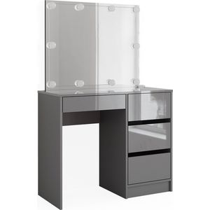 Vicco Sherry Make-uptafel set met kruk – 90 cm met LED-verlichting en kruk Grijs met LED-verlichting en kruk