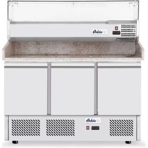 Arktic Pizzawerkbank met 3 Deuren en Koelvitrine 380+40L 232033 - Horeca