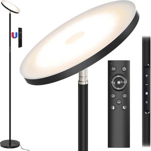 ANTEN LED Vloerlamp Zwart - Staande Lamp met Dimmer - 12W 800LM 3000K-6000K mit afstandsbedieningen- woonkamer slaapkamer sofa