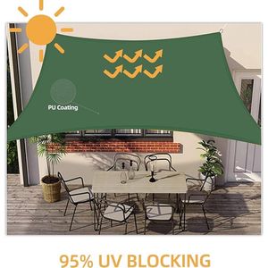 Schaduw Zeil Zonnescherm Schaduwdoek Rechthoekig Waterdicht Zonwering met UV-bescherming, voor Tuin, Balkon, Terras, Camping 2*3m