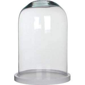 Mica Decorations Hella Glazen Stolp - H30 x Ø21 cm - Transparant, Wit