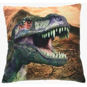 Woon sierkussens T-Rex dinosaurus print 35 x 35 cm - Dinosaurussen print kussen - Kinderkamer accessoires