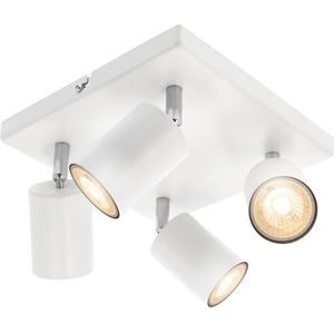 Verstelbare plafondlamp 4 spots moderne vierkante led-binnenplafondlamp voor keuken - woonkamer - hal (wit)