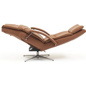 Zero Gravity Relaxstoel - cognac - leder - gebruiksklaar afgeleverd - elektrisch - zero gravity relax - draaibaar - relaxfauteuil