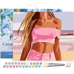 Figured'Art Schilderen op Nummer Volwassenen met lijst Zee, zand en stijl- Handwerk acrylverf Kit DIY Compleet - 40x50cm Canvas al ingelijst
