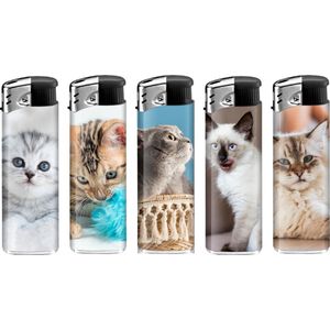 LUX Elektronische aansteker hervulbaar - Design Cats Display 50 stuks - wegwerpaansteker - electronic lighter