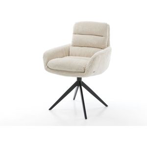 Gestoffeerde-stoel Abelia-Flex met armleuning kruisframe breed zwart koord beige