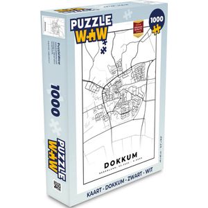 Puzzel Kaart - Dokkum - Zwart - Wit - Legpuzzel - Puzzel 1000 stukjes volwassenen