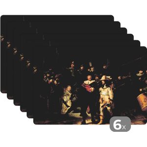 Placemats - Nachtwacht - Rembrandt - Kunstwerk - Oude meesters - Placemat - Onderlegger - Onderleggers placemats - 45x30 cm